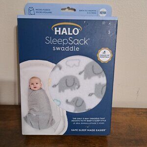 HALO SleepSack 3-Way Swaddle - Elephant Dreams Print Micro-fleece (0-3mths) NIB